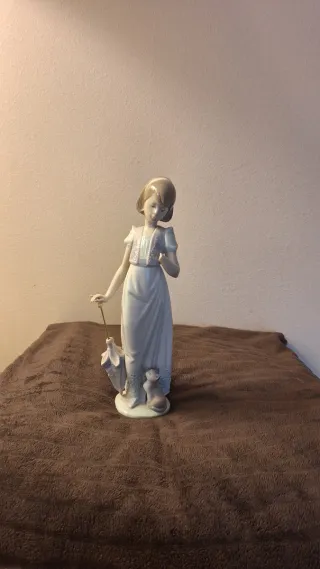 Figura Lladro Niña con Paraguas y Perro