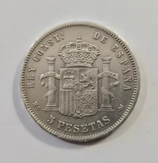 Spagna 5 Pesetas Alfonso XII 1885