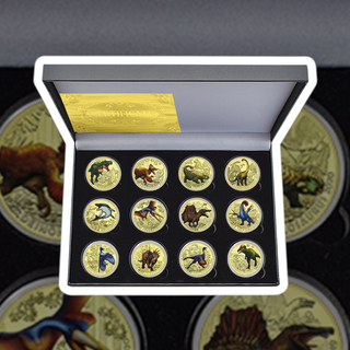 COLECCIÓN MONEDAS DINOSAURIOS EN ESTUCHE
