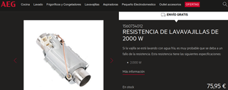 Resistencia Lavavajillas 2000W