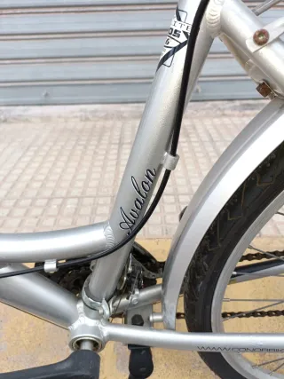 Bicicleta plateada con portaequipajes