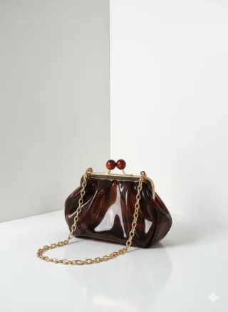 Bolso Zara Marrón Transparente Cadena Dorada