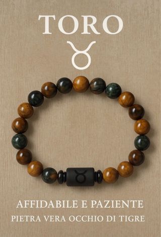 Bracciale uomo pietre naturali occhio di tigre