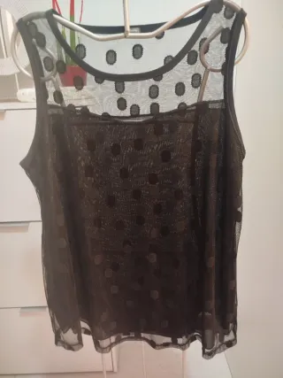 Top Janira Negro Lunares Transparente