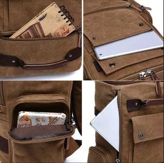 Mochila Lona Vintage Viaje Senderismo