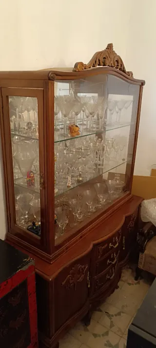 Vitrina Antigua Madera Maciza Cristal