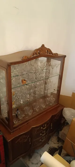 Vitrina Antigua Madera Maciza Cristal