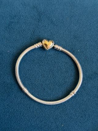 Pulsera Pandora Corazón Cúpula Dorada
