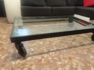 Mesa centro industrial diseño Bauhaus cristal meta