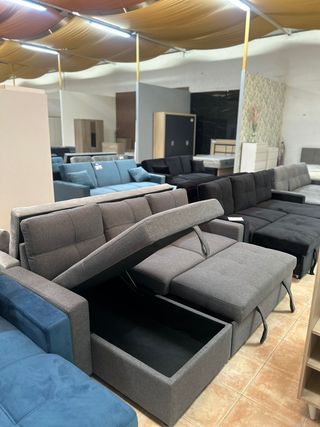 Sofá cama chaiselongue 3 plazas + almacenaje