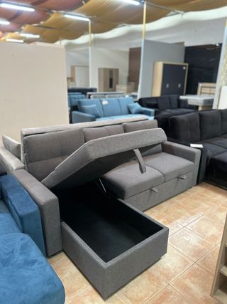 Sofá cama chaiselongue 3 plazas + almacenaje