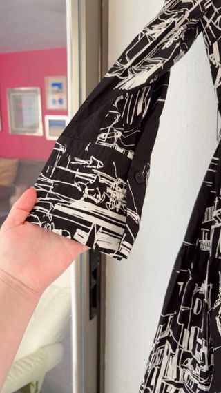 Vestido largo estampado blanco y negro