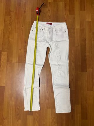 Pantalones Vaqueros Blancos Rotos Mujer