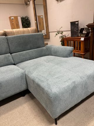 Sofá Chaiselongue Tela Azul/Beige