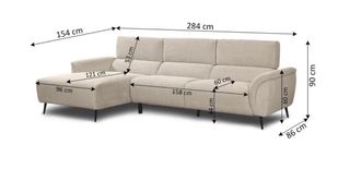 Sofá Chaiselongue Tela Azul/Beige