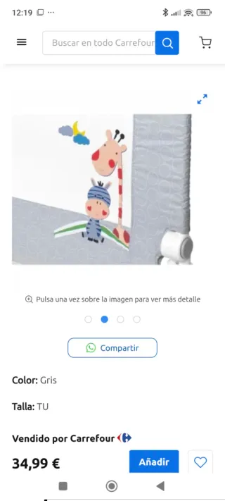 Barrera de seguridad para cama infantil