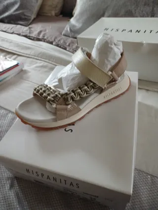 Sandalias Hispanitas Piel Beige/Oro