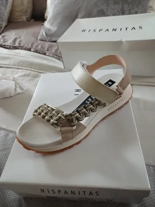 Sandalias Hispanitas Piel Beige/Oro