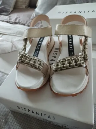 Sandalias Hispanitas Piel Beige/Oro