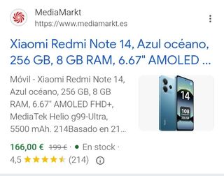 Móvil Redmi Note 14 256 gb Azul