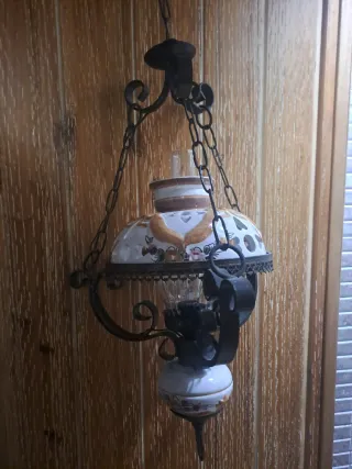 Lámpara candil forja y cerámica