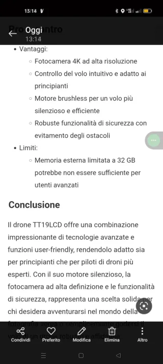 Drone TT19 brushless con radiocomando LCD nuovo