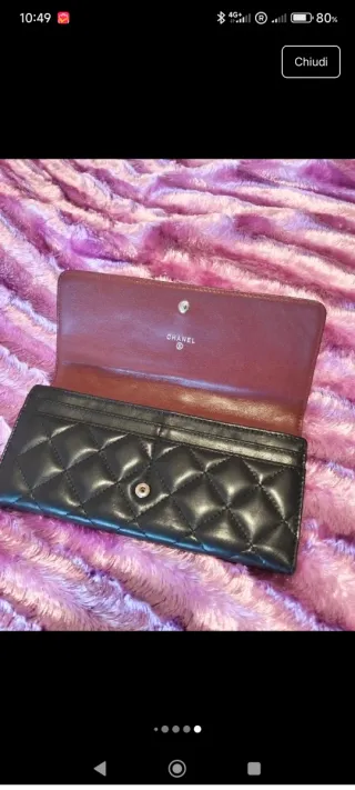 Portafoglio Chanel nero e rosso