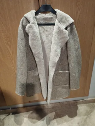 Chaquetón mujer beige/gris forrado