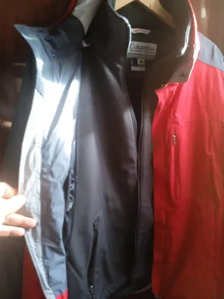 Chaqueta Columbia Hombre Gris y Roja