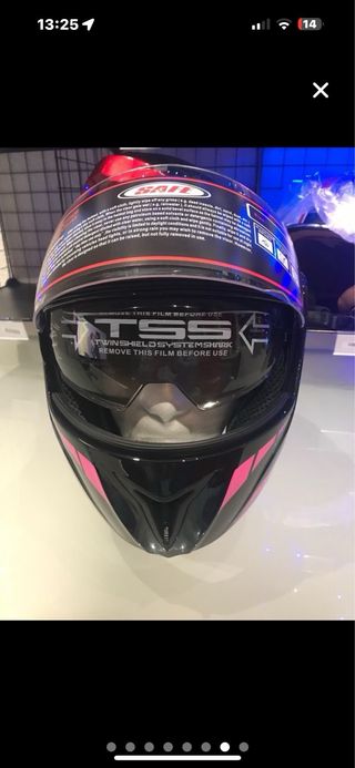 Casco modular mujer negro y rosa talla m-l