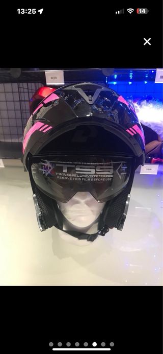 Casco modular mujer negro y rosa talla m-l