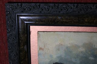 Antiguo paisaje enmarcado. Pintura al Óleo