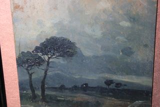 Antiguo paisaje enmarcado. Pintura al Óleo