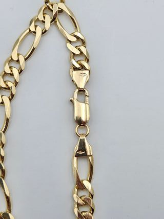 Pulsera de Oro 18K, Fígaro Maciza, 21,32gr, 21cm