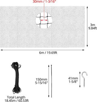QWORK Red para Gatos Reforzada con Alambre 3x6m