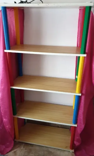 Lote baúl,taburete,estantería y lampara