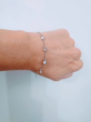 Pulsera Plata Ley Estrellas y Circonitas