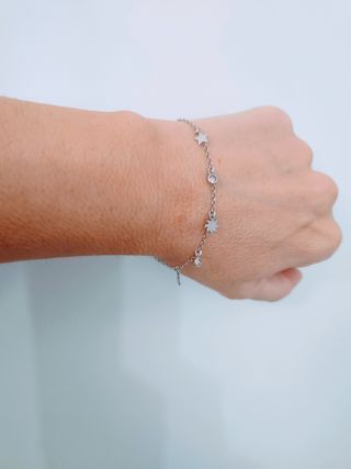 Pulsera Plata Ley Estrellas y Circonitas