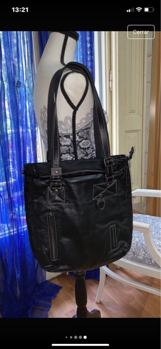 Bolso Mandarina Duck Negro Piel