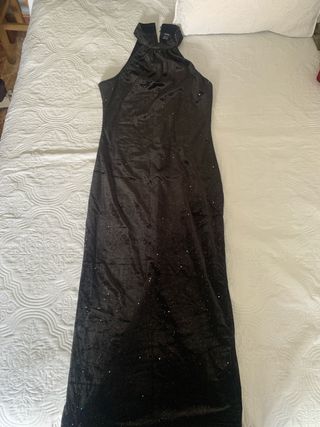 Vestido negro brillante largo