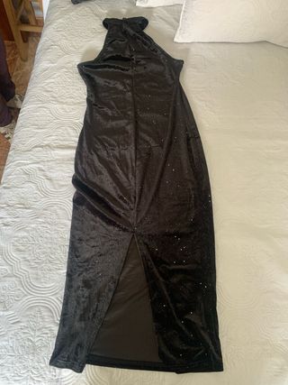 Vestido negro brillante largo