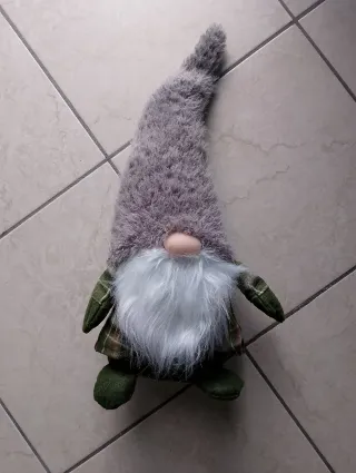 Gnomo Natalizio Tessuto Grigio e Verde