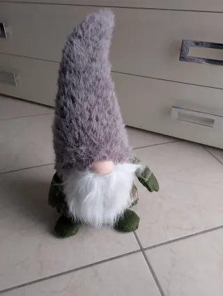 Gnomo Natalizio Tessuto Grigio e Verde