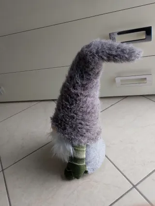 Gnomo Natalizio Tessuto Grigio e Verde