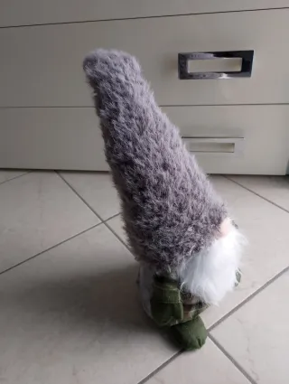 Gnomo Natalizio Tessuto Grigio e Verde