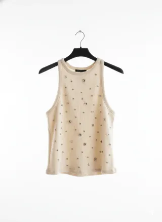 Top Zara Brillante Beige/Dorado