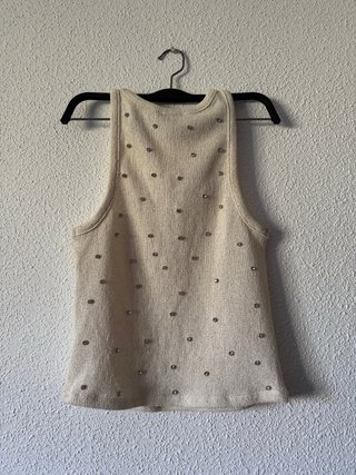 Top Zara Brillante Beige/Dorado