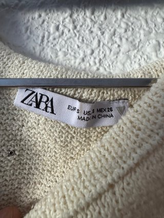 Top Zara Brillante Beige/Dorado