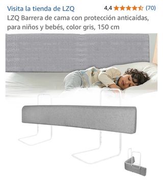 Barrera Cama Bebé Gris 150 cm