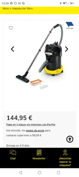 Aspiradora Karcher Cenizas Ruedas